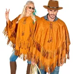 Semišové pončo s třásněmi