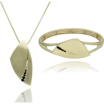 Souprava šperků Dárkový komplet šperků YVON se zlatým efektem a linií černých krystalů