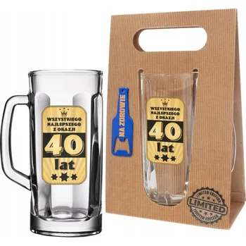 Sklenice Dárek na 40 Urodziny pro tatínkova chlapa PIVNÍ SKLENICE OTVÍRÁK