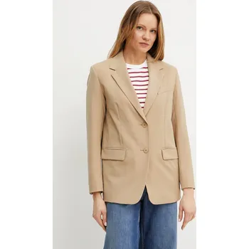 Dámské sako Vlněné sako Weekend Max Mara zelená barva, jednořadá, hladká, 2515041091600 01A, vel. 34