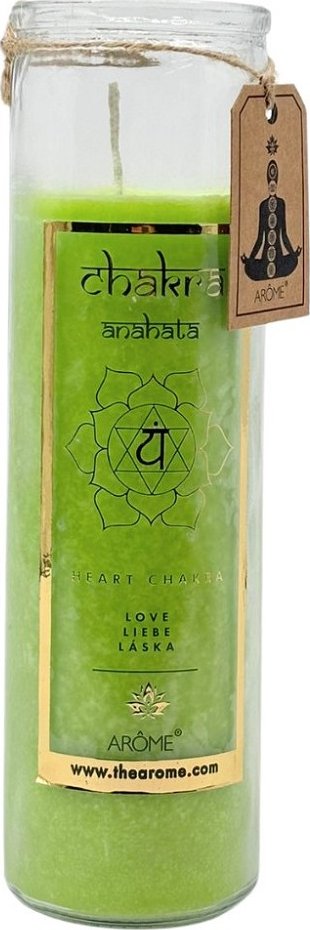 ARÔME Čakrová svíčka 4. Chakra – Anahata (Láska – Srdeční čakra), vůně jasmín, 320 g