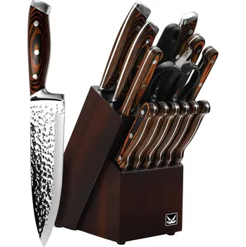 Kuchyňský nůž Sada kuchyňských nožů se stojanem Hnědá