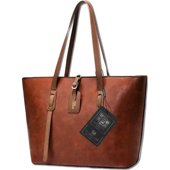 Kabelka Camerazar Dámská hnědá kožená shopper kabelka BAD&BAGS pro každodenní nošení