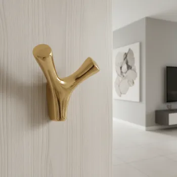 Věšák Interex design Věšák YPSILON / Zlatý lesklý