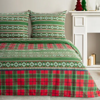 Povlečení Vánoční povlečení 100% bavlna flanel AURA 1x 220x200 cm, 2x povlak 70x80 cm francouzské povlečení MyBestHome