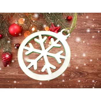 Vánoční dekorace Dary dřeva Baňka- sněhová vločka