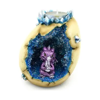 Svícen Svícen na čajovou svíčku Dračí mládě-křišťálové vejce-jeskyně