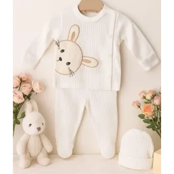 Kojenecká souprava Dětská souprava Bunny – kabátek, tepláčky a čepice 56/62