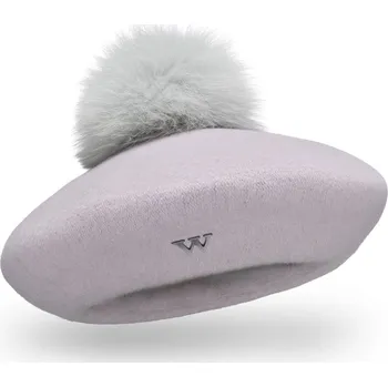 Čepice KRUMLOVANKA Dámský baret s bambulí W-0005/640 šedý