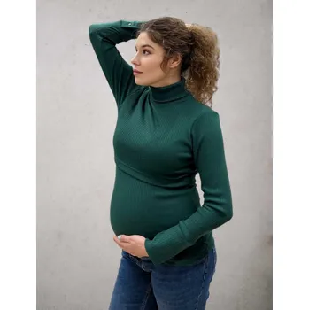 Těhotenský svetr Těhotenský a kojicí svetr Adair Roll 3v1 – tmavě zelený Velikost: M