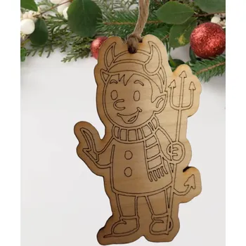 Vánoční dekorace Dary dřeva Dřevěná baňka-čert