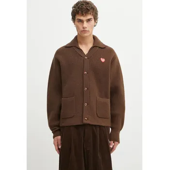 Dámský svetr Vlněný kardigan Human Made KNIT CARDIGAN, L, hnědá, 88X