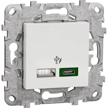 Elektrická zásuvka NOVÁ UNICA Dvojité rychlonabíjecí USB A+C (45W), Bílá SCHNEIDER NU501318
