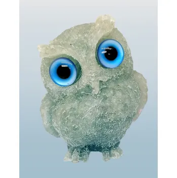 Akvamarínová sovička s pryskyřicí 6 cm, modré oči