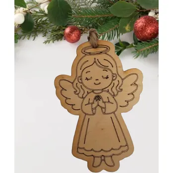 Vánoční dekorace Dary dřeva Dřevěná baňka - andělíček