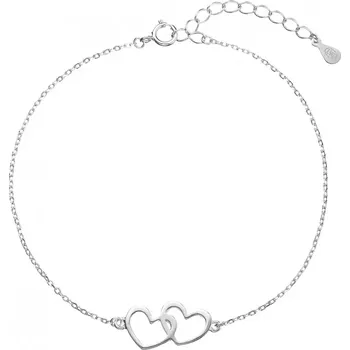 Šperk Stříbrný náramek dvě srdíčka 63009
