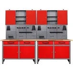 OLKIGROUP Dílenský ponk KLASIK II (6dílná sestava, 240 cm), červený 9115