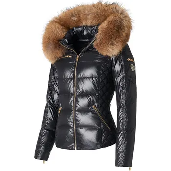 Dámská bunda Černá péřová bunda ROCKANDBLUE RITA 60 cm 36