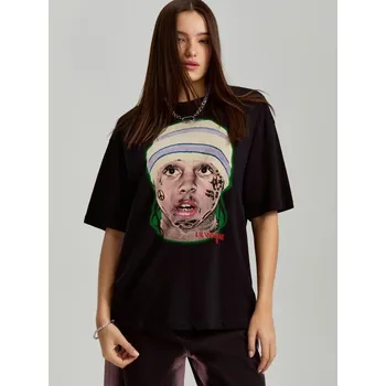 Dámské tričko Oversize tričko s potiskem Lil Wayne - L - House - černá - 684EH-99X