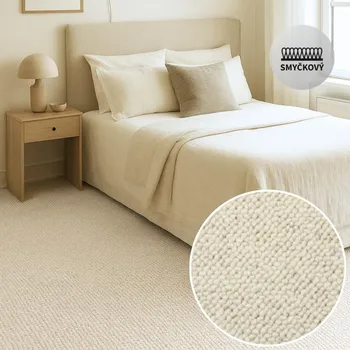 Koberec Koberec metráž ALFAWOOL 86 vlna krémová Označení šíře role: 5 m