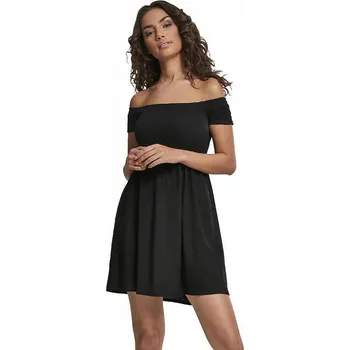 Dámské šaty Lehké letní viskózové šaty Urban Classics se spadlými rameny Barva: Černá, Velikost: 5XL