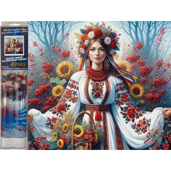 Diamantové malování Diamantový obrázek slovanská žena a slunečnice 30 x 40 cm