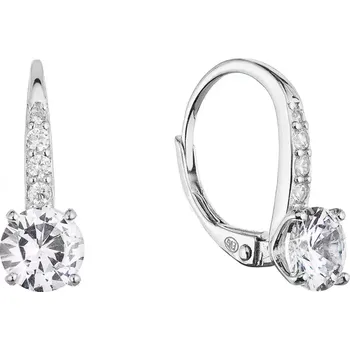 Náušnice Stříbrné náušnice visací se zirkony bílé 11450.1