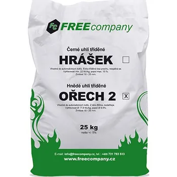 Tuhé palivo FREE COMPANY Hnědé ledvické (bílinské) uhlí ořech 2, pro automatické kotle 800 kg