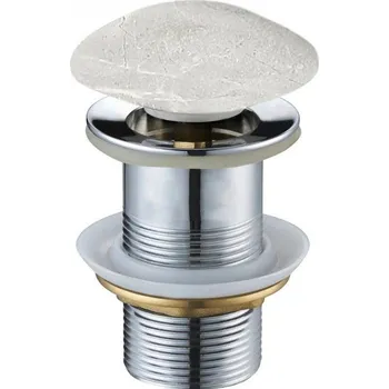 sítko a zátka do dřezu Mexen keramická uzavíratelná umyvadlová výpusť kulatý, ClickClack, velká zátka, bez přepadu, šedá imitace kamene, 79910-65