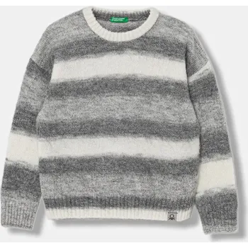 Dívčí svetr Dětský svetr s příměsí vlny United Colors of Benetton 16PWQ109T.G.Seasonal šedá 90X, vel. 122