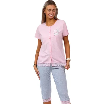 Dámské pyžamo Růžové i šedé krajkové celo propínací kojící pyžamo Capri 1B1710 šedá l