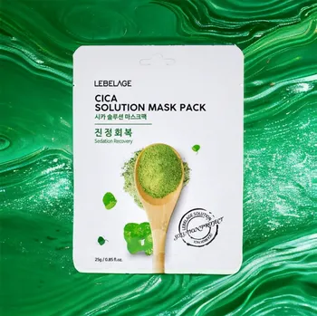 Pleťová maska LEBELAGE - Cica Solution Mask Pack - Zklidňující a obnovující plátýnková maska s centellou - 25 g