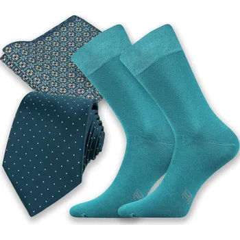 Kravata Petrolejový pánský set – kravata, kapesníček a ponožky