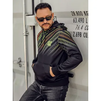 Pánská mikina Černá pánská mikina s kapucí a potiskem Bolf HM258 - XL