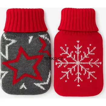 ohřívač rukou Malý zahřívací polštářek v pleteném obalu 6x9cm šedý s hvězdami