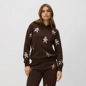 Dámská mikina Reserved - Mikina s vánočním motivem - tmavě hnědá - 719GA-89X - 719GA-89X-M