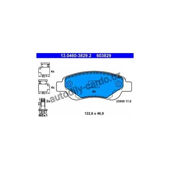 Brzdový systém Sada brzdových destiček ATE 13.0460-3829 (AT 603829) - CITROËN, PEUGEOT
