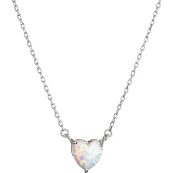 Náhrdelník EVOLUTION GROUP CZ Náhrdelník se syntetickým bílým opálem srdce - 12147.1