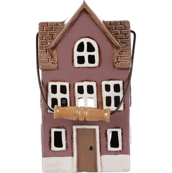 Svícen Keramický domeček na čajovou svíčku růžový