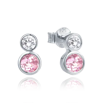 Náušnice Moonlit Elegantní stříbrné minimalistické náušnice s růžovým a čirým zirkonem puzeta