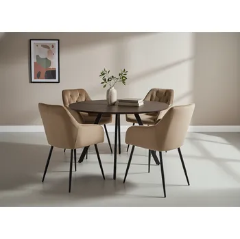 Jídelní set Noela Jídelní set GYRUS 120 hnědý + 4x židle SIENA béžová