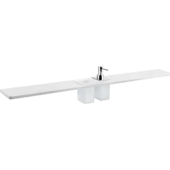 Dávkovač mýdla Sapho ABELINE police, sklenka + dávkovač/chrom, 1000mm, rockstone, bílá mat - AE102-0101-02