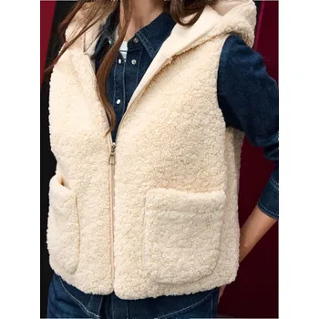 Dámská vesta Sinsay - Vesta s kapucí - béžová - 581FH-02X - 581FH-02X-XS