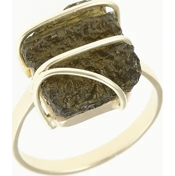 Prsten My Moldavite Zlatý prsten s přírodním vltavínem 11426 56 mm