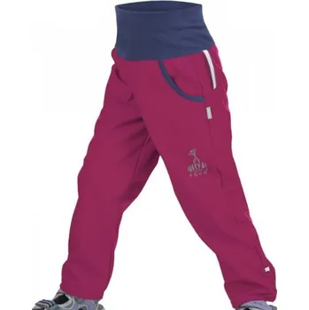 Chlapecké kalhoty Unuo dětské letní softshellové kalhoty s membránou MALINOVÁ s reflexním obrázkem Evžena VEL. 116-122 (VÝPRODEJ)