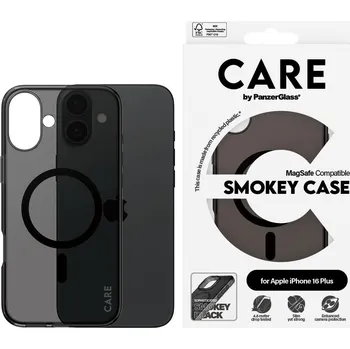 Pouzdro na mobilní telefon Kryt na mobil PanzerGlass CARE kryt Apple iPhone 16 Plus MagSafe Smokey kouřový/černý