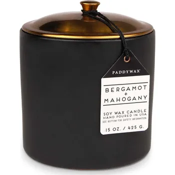 Svíčka Vonná sójová svíčka Paddywax Bergamot & Mahogony 425 g HY1503EU černá 99X