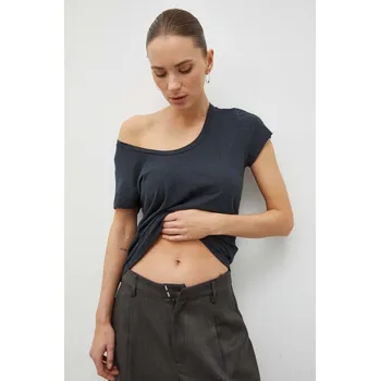 Tričko American Vintage T-SHIRT MC COL U JAC48 námořnická modř 59X, vel. M