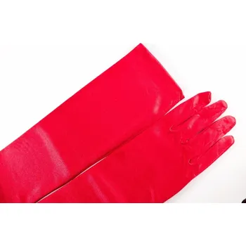 Rukavice Dámské společenské rukavičky - lesklá červená - délka 60 cm