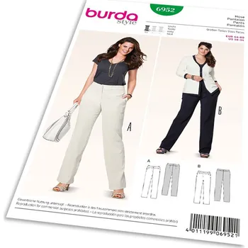 Střih Burda 6952 - Rovné kalhoty pro plnoštíhlé